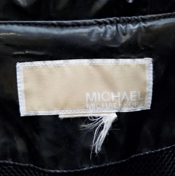 Michael Kors PVC Women's Black Rain Coat jacket Small red stitching button down - Picture 3 of 5